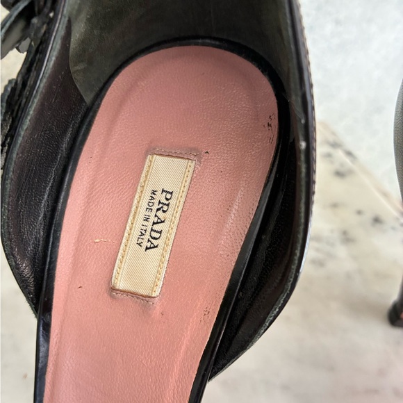 Prada Black Heels with Floral Accents - Picture 10 of 12